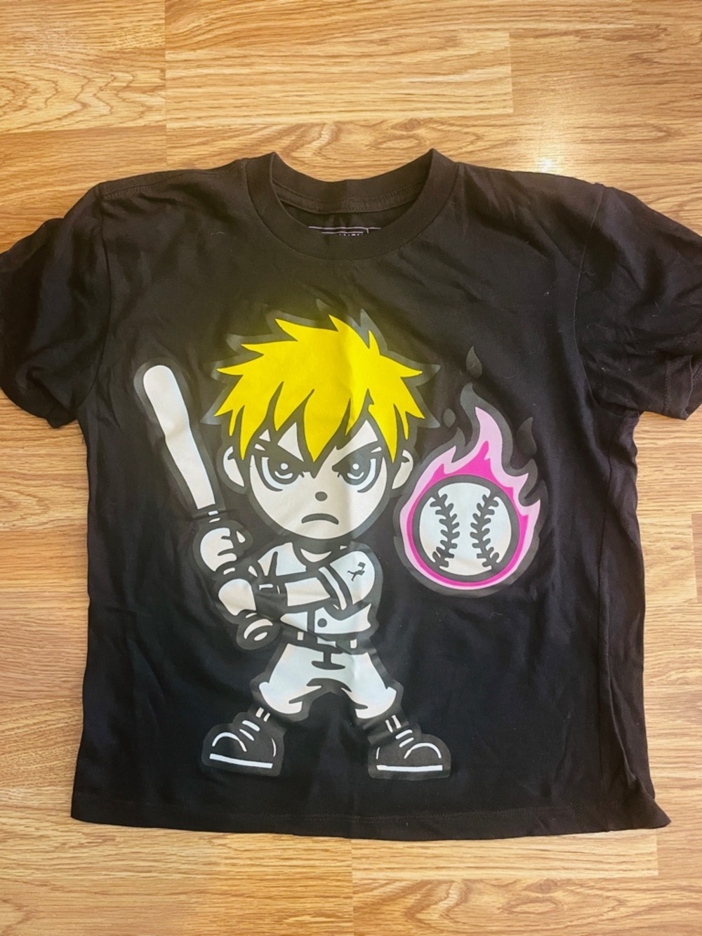 Kids' Black Short-Sleeve Baseball Graphic Tee